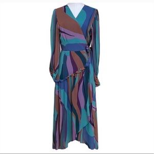 Anthropologie Hutch Geo Wrap Dress in Purple stripe 👗💜